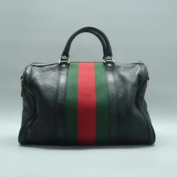 GUCCI Boston Black Leather Satchel 697-021225 - Picture 2 of 12